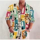 thumbnail image 1 of Camisa casual de diseño de solapa con estampado retro de manga larga para hombre de moda, suave y cómoda, de seda lisa, para hombre 2024, 1 of 6