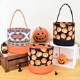 thumbnail image 5 of Halloween Pumpkin Candy Basket, Flax Candy Bag Tote with Handle for Trick Or Treat, Reusable Gift Storage Bucket for Halloween Party Decorations, 5 of 6
