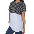 thumbnail image 2 of asdoklhq Womens Plus Size Tops Clearance,Women's Casual Stripe Splicing O-neck Short Sleeve Loose T-Shirt Tops, 2 of 7