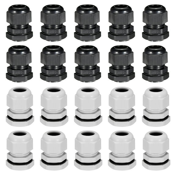 20Pcs PG13.5 Cable Gland Waterproof Joint White,Black for 6mm-11mm Dia Wire