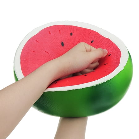 Topacc Giant Simulation Watermelon Squishy Toys Huge Fruit Slow Rising Toy Stress Reliever Toy With Packaging Home Decor Kids Toy 25x24x14CM