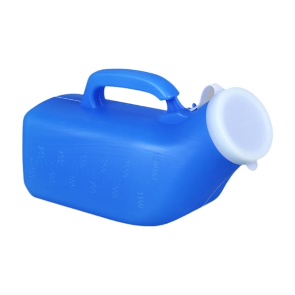 Botella para urinario, recipiente para recolección de orina, 1200 ml, portátil, fácil de limpiar, para personas mayores, para acampar al aire libre Hombres azules