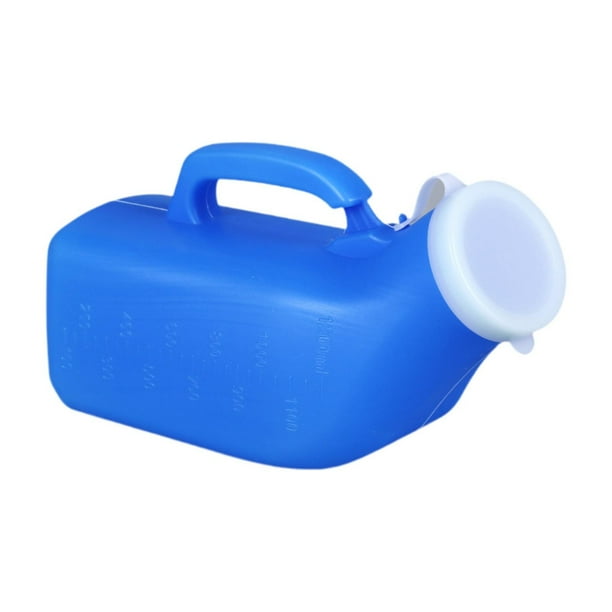 Botella para urinario, recipiente para recolección de orina, 1200 ml, recipiente para orina, botella para orinar, orinal para personas mayores, mesita Hombres azules