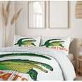 thumbnail image 6 of Ambesonne Savannah Duvet Cover Set, Wild Alligator Crocodile, 2-Calking, Orange White Green, 6 of 7