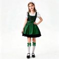 thumbnail image 6 of Kids Lace Maid Oktoberfest Costume Dress, Short Sleeve Girls Summer Festival Casual Apparel Dresses for Little Girls 3-11 Years Green 7-8 Years, 6 of 9