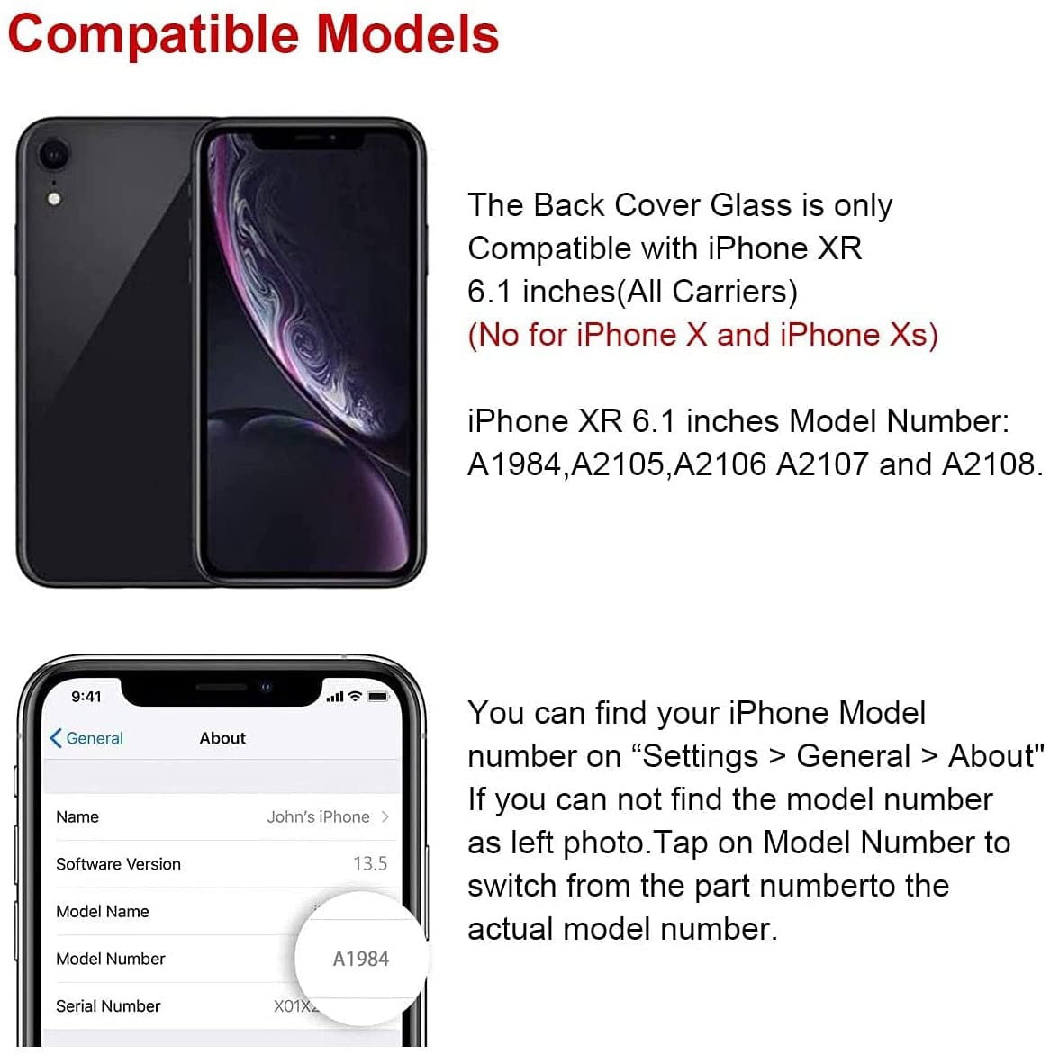 Black Afeax Compatible with iPhone Back Rear Housing Battery Back Door Glass Cover for iPhone Xr 6.1 inch with Adhesive Pre-Installed and Repair Tool 