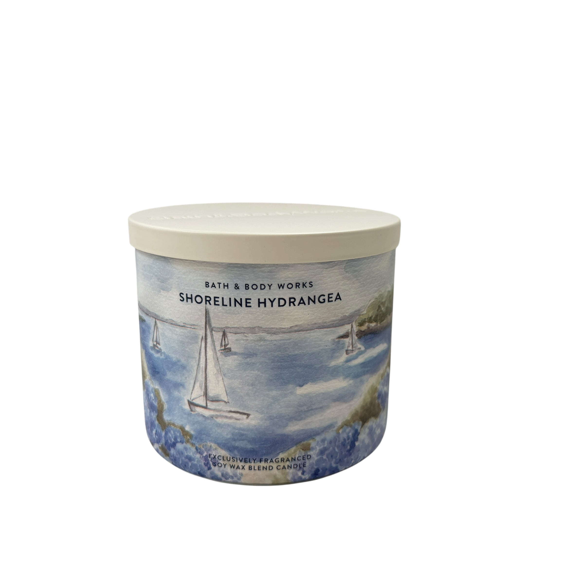 Bath & Body Works Shoreline Hydrangea Scented 3 Wick Candle 14.5 oz