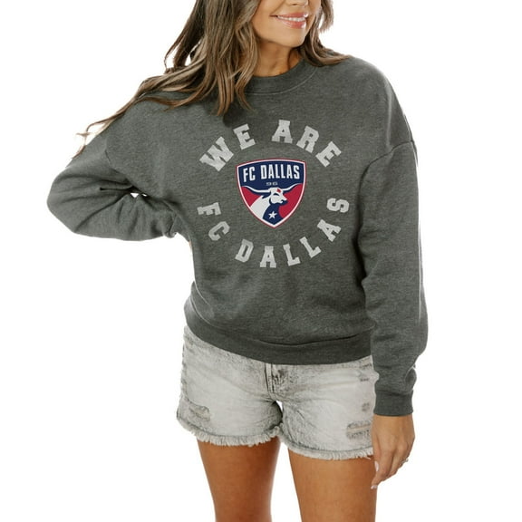 Women's Gameday Couture  Charcoal FC Dallas Oversized Fleece Pullover Sweatshirt