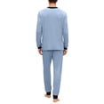 thumbnail image 5 of Dwelliawo Men’s Pajama Set Henley Neck Long Sleeve Tshirts and Pants Pockets Two Pieces Lounge Pjs Loose Comfy Solid Fashion 2025 Fall Loungewear Set Blue L, 5 of 9