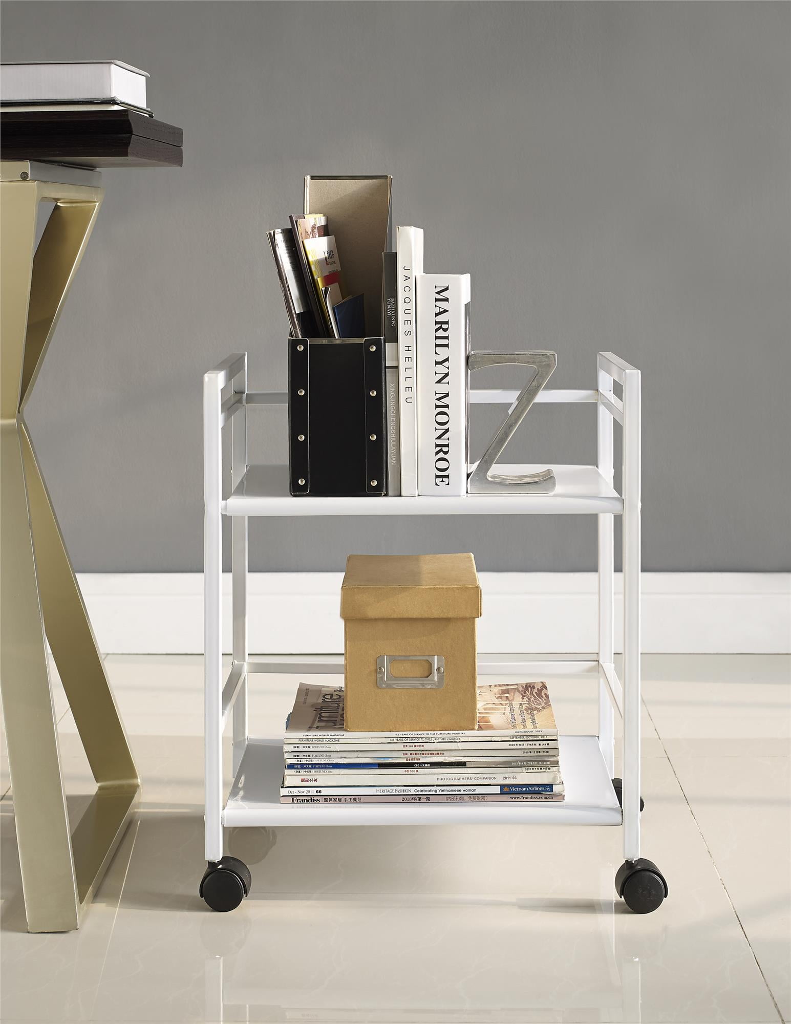 Marshall 2 Shelf Rolling Storage Cart, M