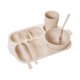 thumbnail image 1 of Moyic 6 unids/set niños de cena dividido tazón taza de agua compartimentos para estudiantes vajilla bandeja Buffet tenedor palillos Mostrada Beige, 1 of 6