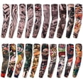 thumbnail image 1 of AKStore - Juego de 20 piezas de tatuajes temporales falsos para brazo, protectores solares, diseños de corona de tigre, corazón, calavera, tribal, etc., 1 of 4