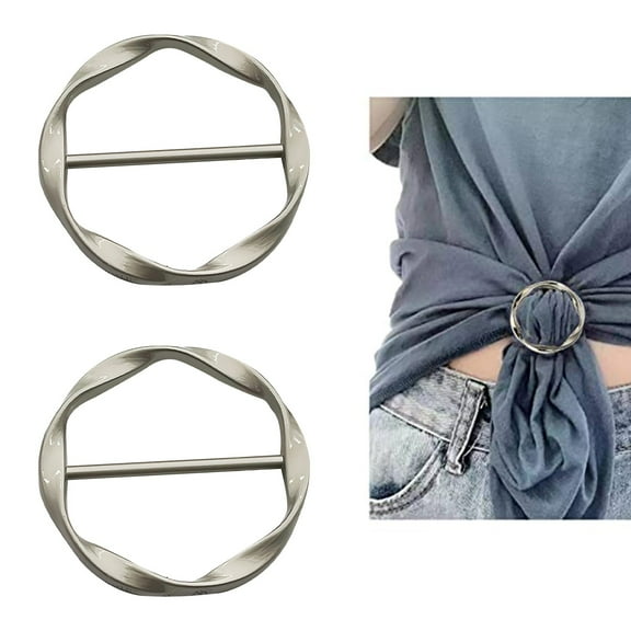 Silk Scarf Ring Clip T-shirt Tie Clips for Women Fashion Metal Round Circle Clip Buckle Clothing Ring Wrap Holder, Metal Circle Buckle for Clothes Hat Belt Decor, 2 Pcs, 1.37 Inches