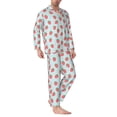 thumbnail image 2 of Naloa Hand Drawn Strawberry Men’s Pajamas Set - Long Sleeve Button Down Sleep Shirt and Pajama Bottoms Sleepwear Set-, 2 of 7