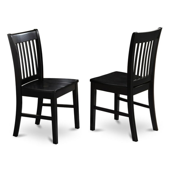 East West Furniture Norfolk kitchen chairs - Wooden Seat and Black Solid wood Structure wooden dining chair set of 2