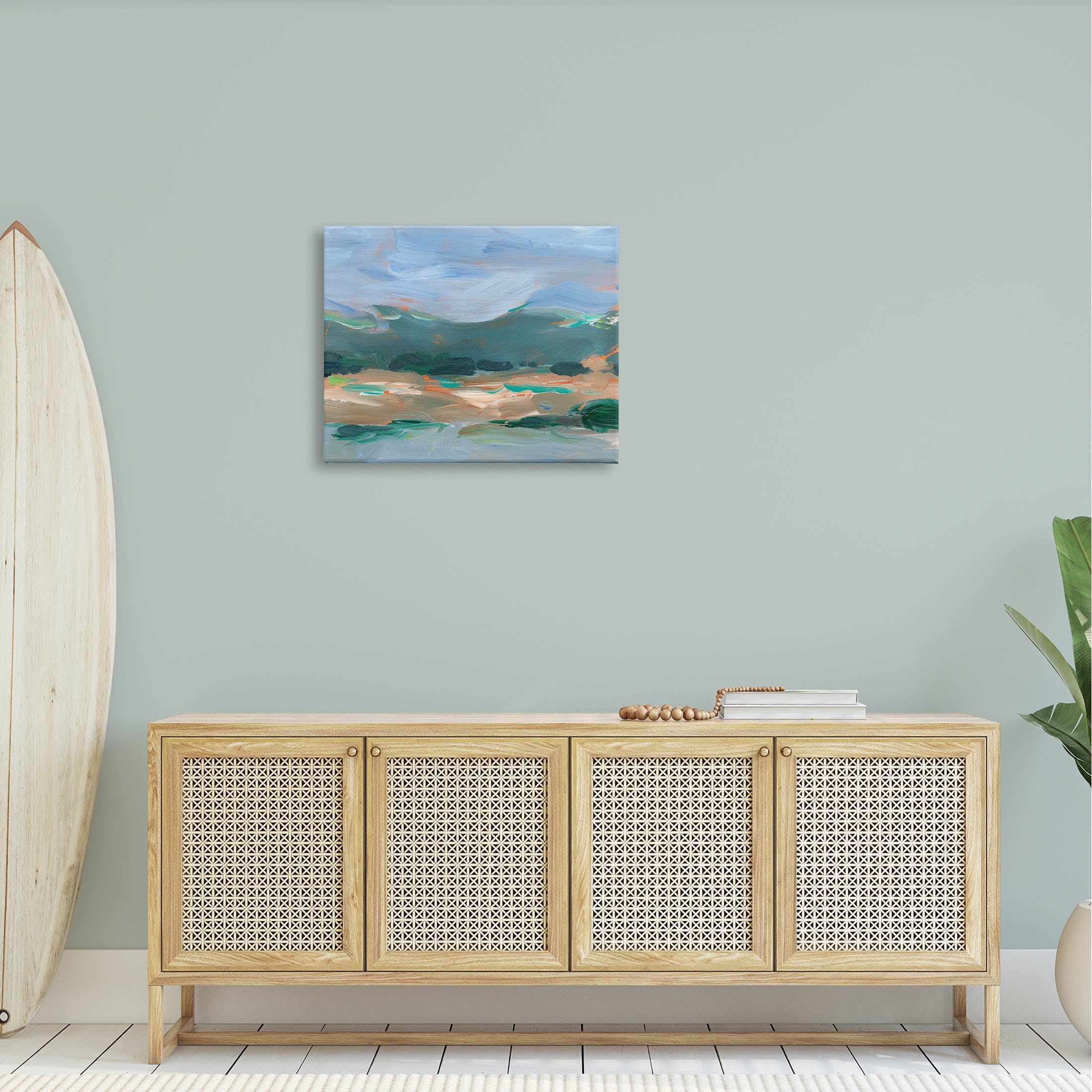 Abstract Landscape Blue Sky Scenery Landscape Painting Gallery Wrapped Canvas Print Wall Art