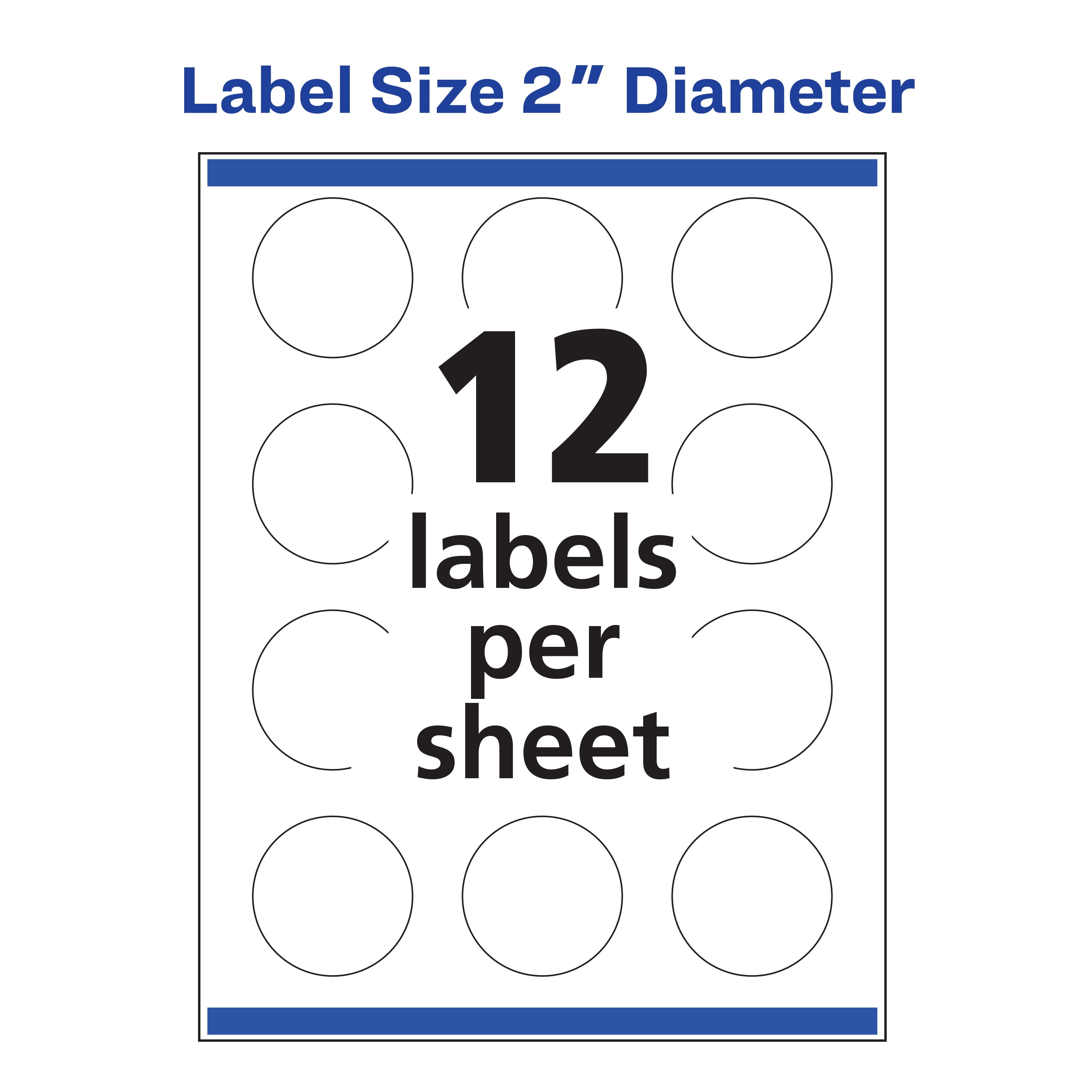 Avery® Round Labels, Sure Feed® Technology, 2" Diameter, 300 Glossy White Labels (36496)