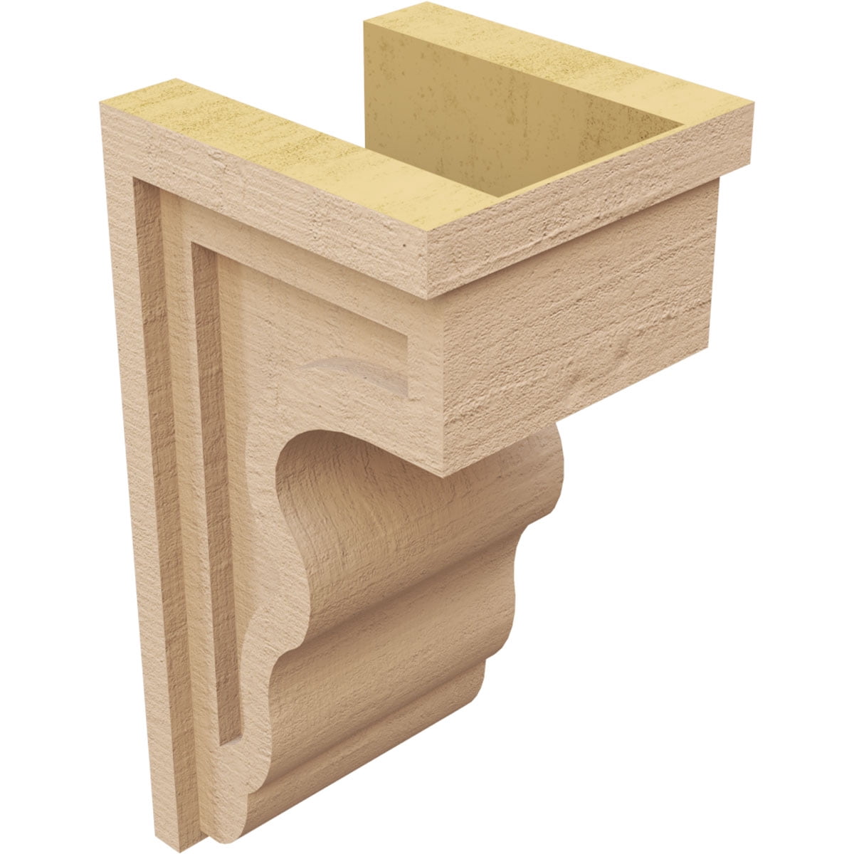 7"W x 7"D x 14"H Wide Highland Rough Cedar Woodgrain TimberThane Corbel, Primed Tan