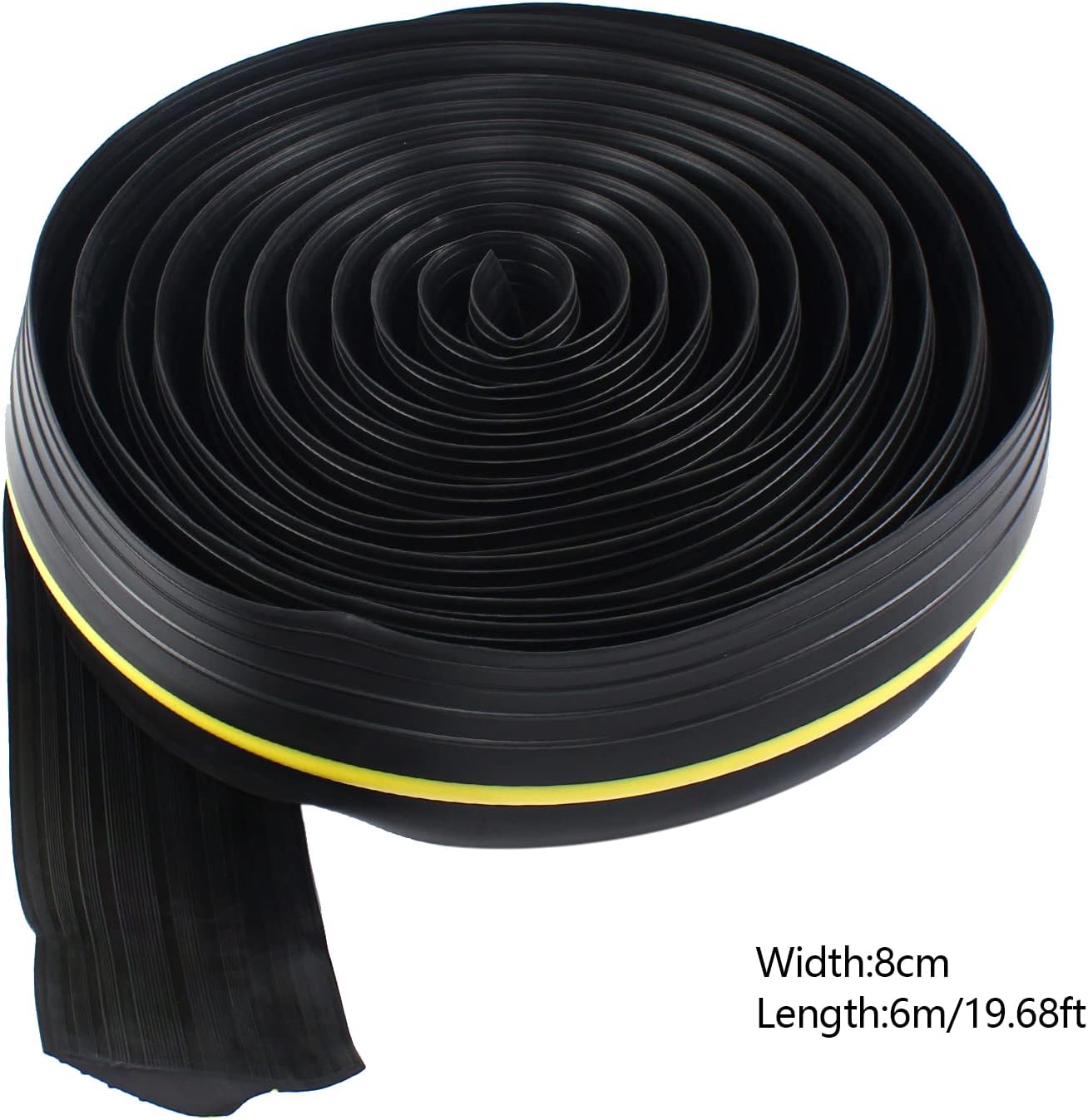 Miumaeov 20ft Garage Sealing Rubber Strip 3" Width Weatherproof Door Threshold Seal Strip Universal PVC Seal Strip with Yellow Lines