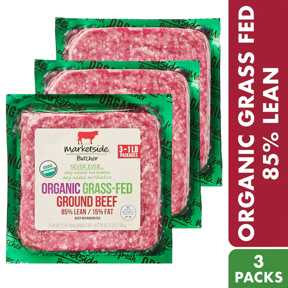 Marketside Butcher Organic GrassFed 85 Lean/15 Fat Ground Beef, 1 lb