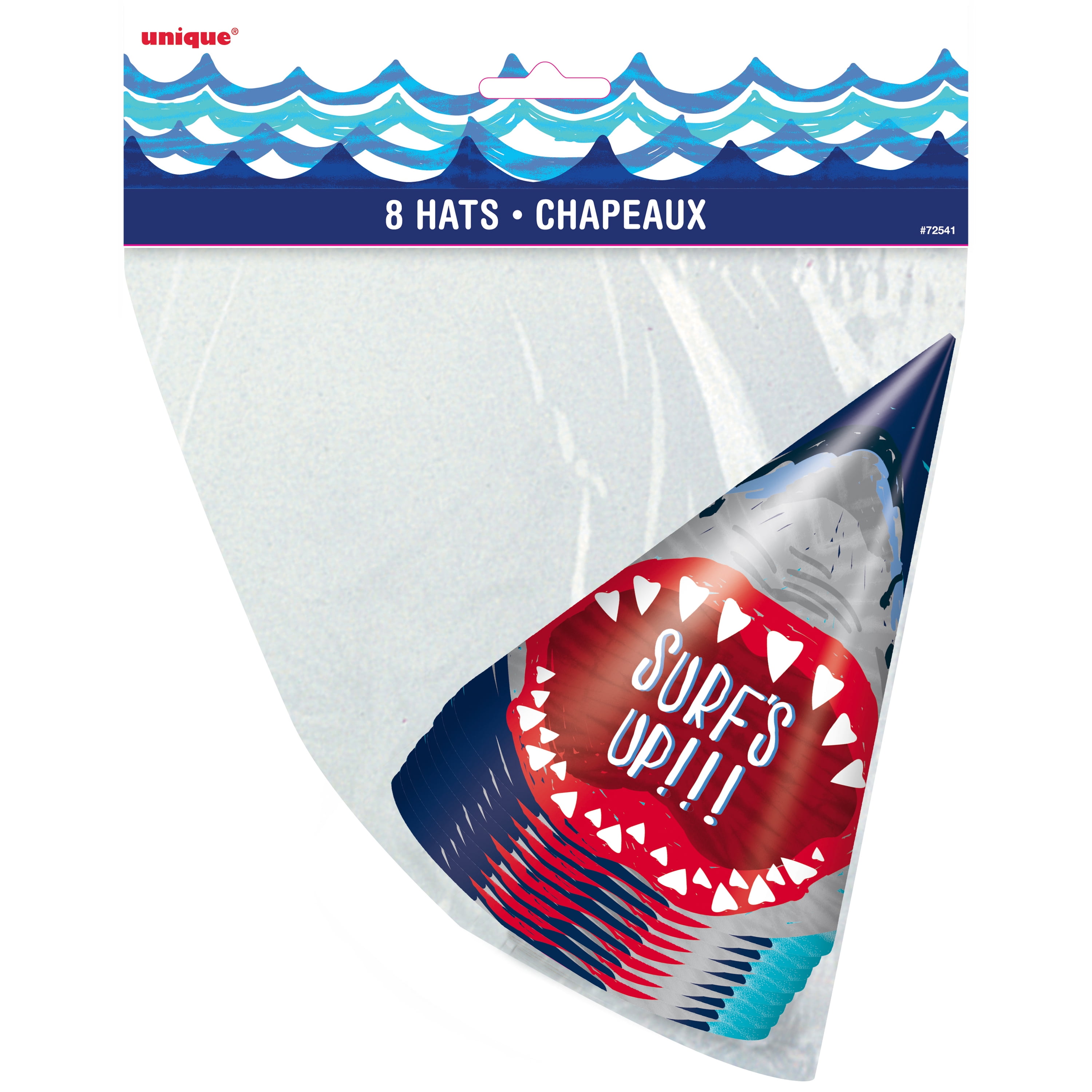 Unique Industries Shark Multicolor Party Hats, 8 Count