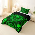 thumbnail image 2 of Castle Fairy Halloween Baroque Skull Twin Comforter Sets 2pcs,Gothic Chain Damask Bedding Set,Neon Green Black,1 Comforter and 1 Pillowcase,Black Reversible, 2 of 6