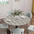 thumbnail image 5 of Beige Gray Dandelion Round Tablecloth for 45-54 Inch Tables, Fitted Table Cover with Elastic Edge, Farmhouse Botanical Blossom Waterproof Outdoor Table Cloth Protector for Patio Garden Dinner Picnic, 5 of 9