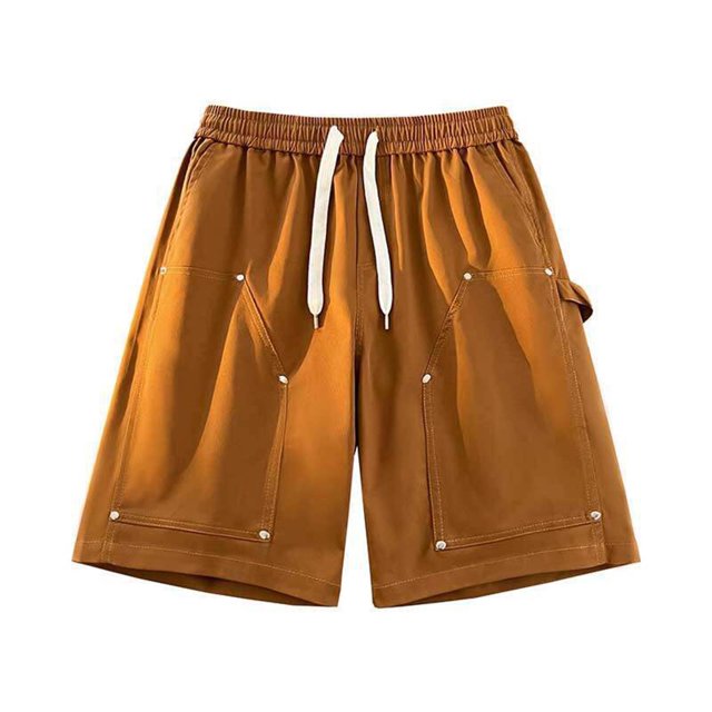 Kovlvoll Mens Shorts Summer Plus Size Fashion Solid Color Drawstring Elastic Waist Loose Casual Wide Leg Short Pants
