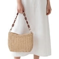 thumbnail image 4 of BadPiggies Straw Handbags for Women, Chain Underarm Shoulder Bag Classic Summer Beach Purses Tote Handbags (White), 4 of 9