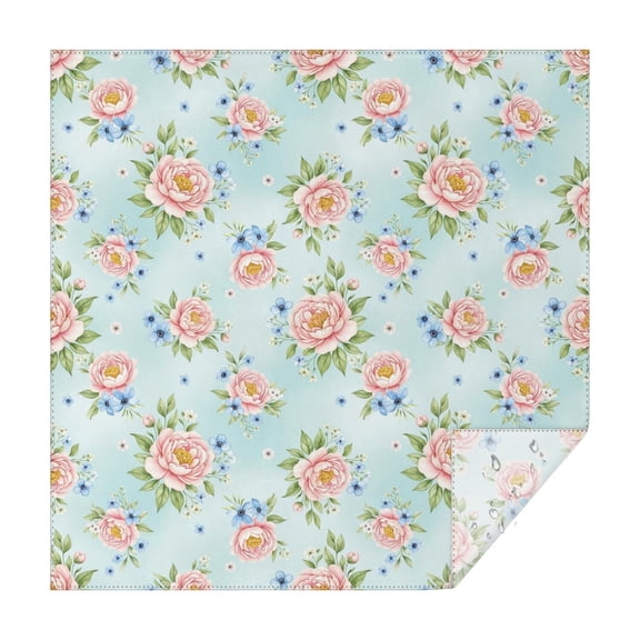 Pioneer Flower Floral Print Pattern Square Tablecloth, Waterproof Wipeable Spillproof Washable Table Cover for Home Kitchen Party Decor, 42"x42"