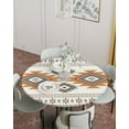 thumbnail image 2 of Fitted Round Tablecloths Table Covers 36-44in,Bohemian Southwest Ethnic Art Waterproof Elastic Edged Table Cloth for Kitchen Dining Holiday Party Tables Decor,Retro Abstract Geometric Art, 2 of 6