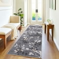 thumbnail image 4 of Garvee 2'x6' Modern Runner Rug Washable Floral Accent Carpet with Non-Slip Backing, Stain-Resistant Soft Rugs Low Pile Floor Mats, Botanical Print Rug for for Entryway, Hallway, Kitchen, Grey, 4 of 9
