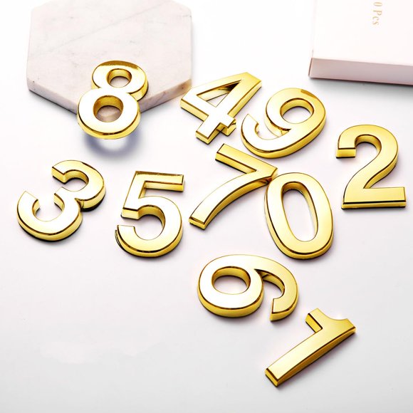 FANXUS Números dorados autoadhesivos para buzón de 3,5 cm, 10 piezas