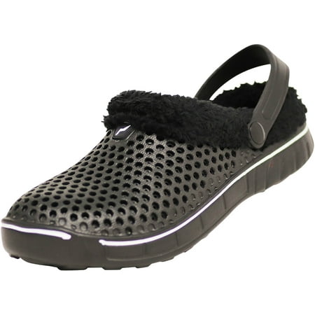 

NORTY Womens Fur Lined Clogs Adult Female Mules Flats Slippers Black