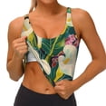 thumbnail image 3 of Fotbe Tropical Floral Jungle Sujetador Deportivo Largo sin Aros para Mujer con Almohadillas y Soporte Medio, Transpirable y Absorbente, Camiseta Tipo Chaleco o Tank Top-X-Large, 3 of 8