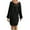 Black, variant on MaFYtyTPR Women's Kintted Dresses Fashion Solid Color Loose V-neck Bow Long Sleeved Versatile Pullover Woolen Dress Black L