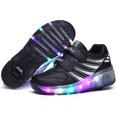 thumbnail image 1 of Chaussures à Roulettes Lumineuses à Double Roue Usb Rechargeables pour Patinage Noir/rose, 1 of 5