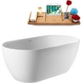 thumbnail image 2 of 59" Streamline G-39-190-BBR Soaking Glossy White Freestanding Tub and Tray With Internal Drain in Brushed Brass, 2 of 8