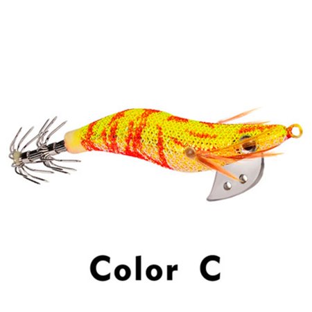 Simulation Jigs Lead Sinker Lifelike Wood Shrimp Lures Squid Hook Fishing Tackle Octopus Bait COLOR C - 3.0#