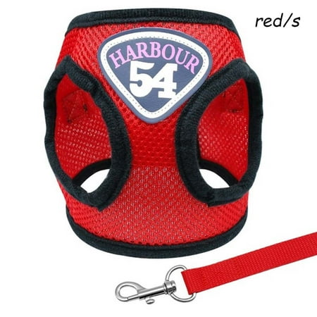 Adjustable Soft Dog Harness Puppy Cat Soft Mesh Cat Collar Dog Supplies Dog Vest Leads Leash RED S