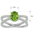 thumbnail image 5 of SuperJeweler 1 1/2 Carat Oval Shape Peridot and Halo Diamond Ring In Sterling Silver For Women, 5 of 6