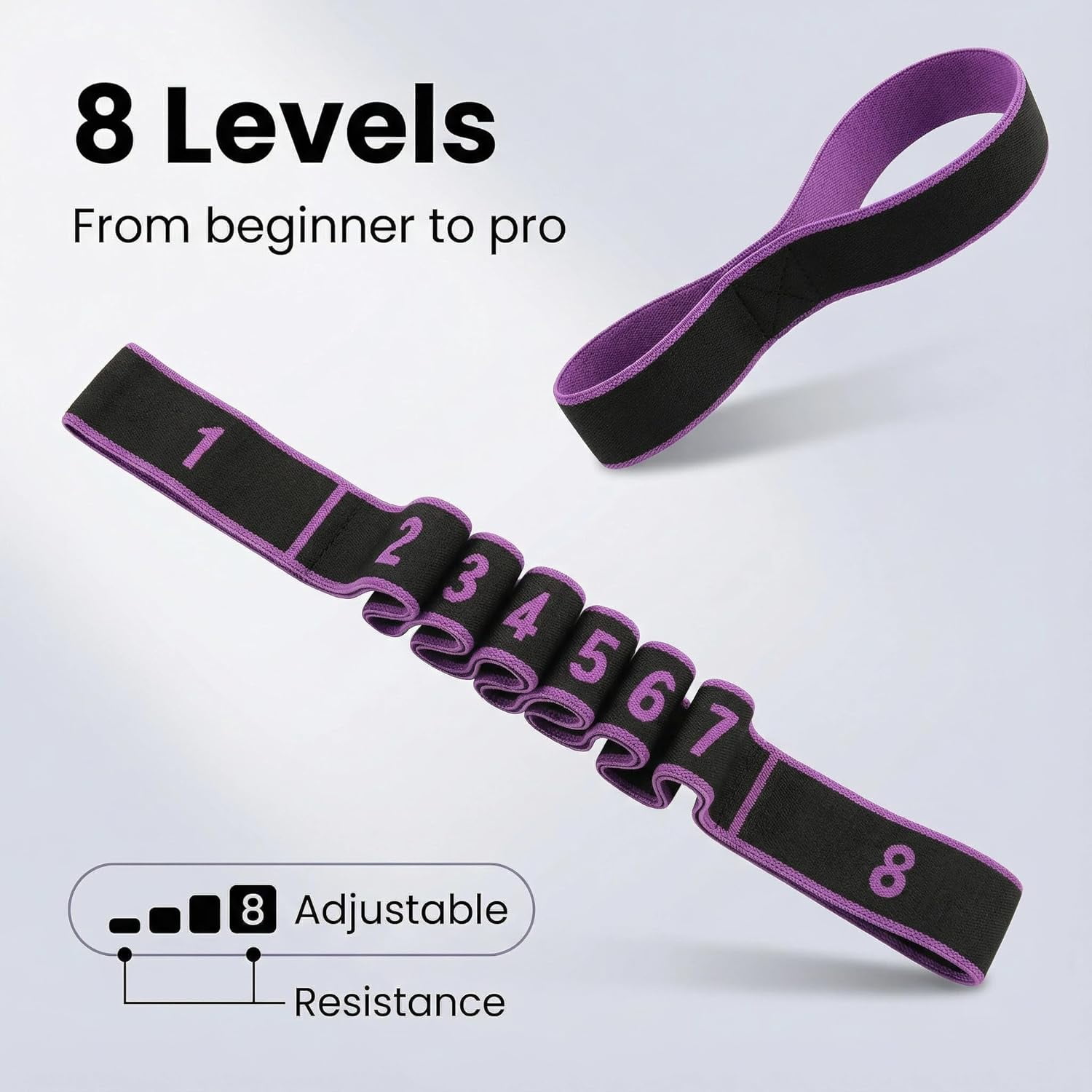 Fitness Resistance Bands, 8-Section Adjustable Exercise Bands, Number Stretch Resistance Band with Clear Markings for Full Body Shaping