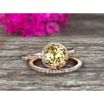 thumbnail image 1 of 2.25 Carat 6mm Round Champagne Diamond Moissanite Bridal Set 10k Rose Gold Engagement Ring Halo Stacking Matching Band Promise Ring Anniversary Ring Surprisingly Ring, 1 of 5