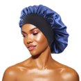 thumbnail image 1 of Gorro de dormir de satén para mujer, gorros de ducha con banda elástica ancha para cabello rizado largo Natural, accesorios de baño, nuevo, 1 of 4
