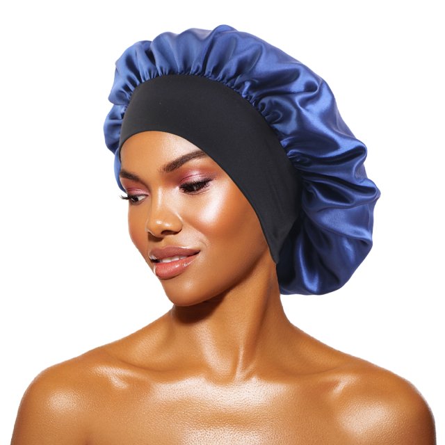 Gorro de dormir de satén para mujer, gorros de ducha con banda elástica ancha para cabello rizado largo Natural, accesorios de baño, nuevo