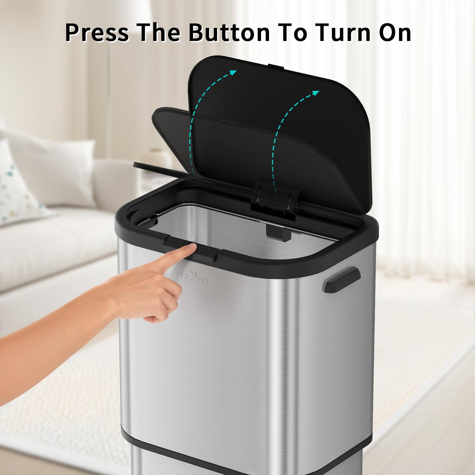 mVm 16 Gal Kitchen Trash Can, Touch Top Large Garbage Can (Silver)