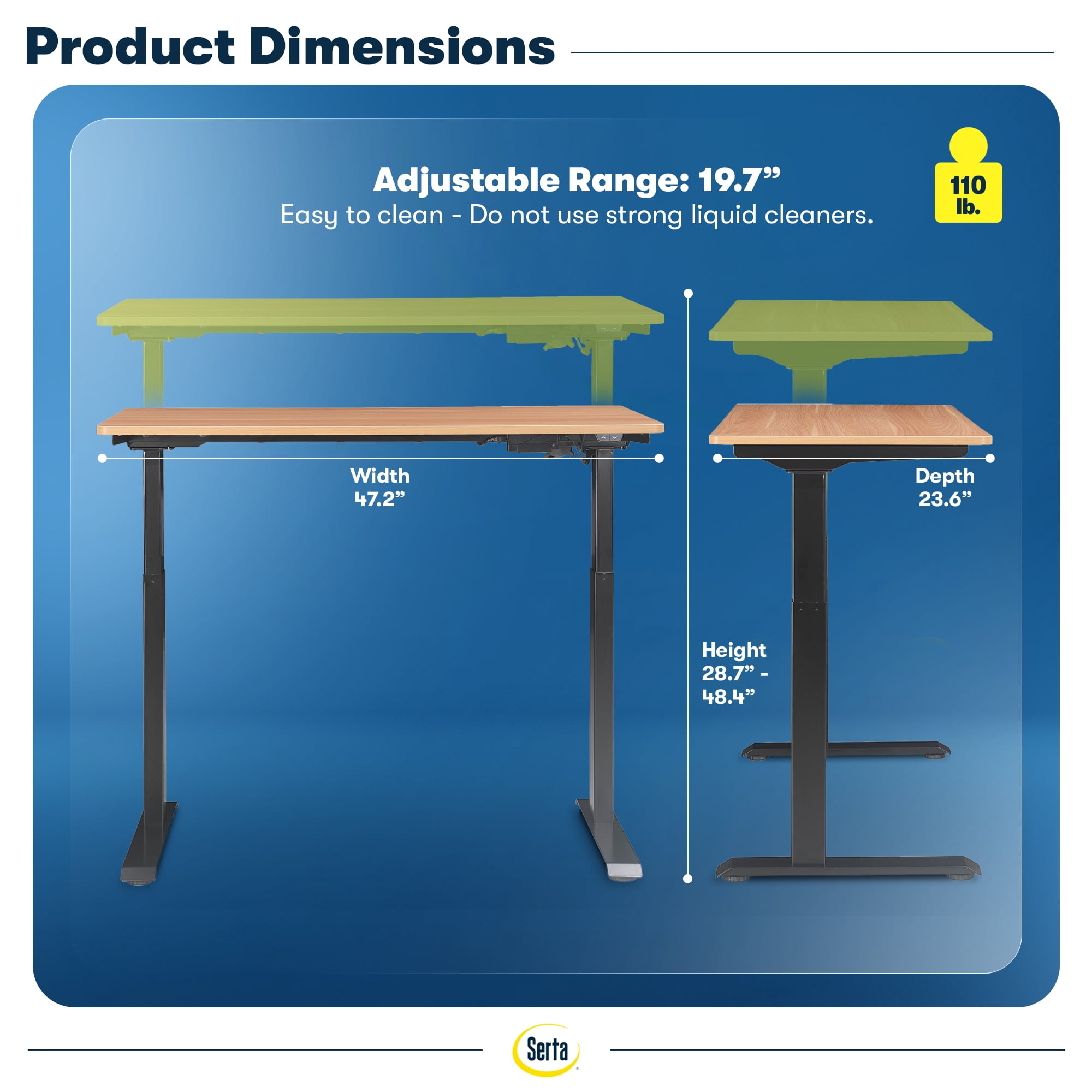 Serta Creativity Electric Height Adjustable Standing Desk Light Brown