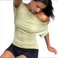 thumbnail image 2 of Tops de Verano con Hombros Descubiertos para Mujer, Camisetas para Salir, Top Corto Sin Mangas, Ropa de Moda, Conjuntos de 2025 Verde M, 2 of 10