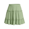 thumbnail image 4 of Tdoqot Girls Ruffle Skirts- Cute Elastic Waist Casual A-line A-Line Uniform Mini Skirt Green Size 8, 4 of 6