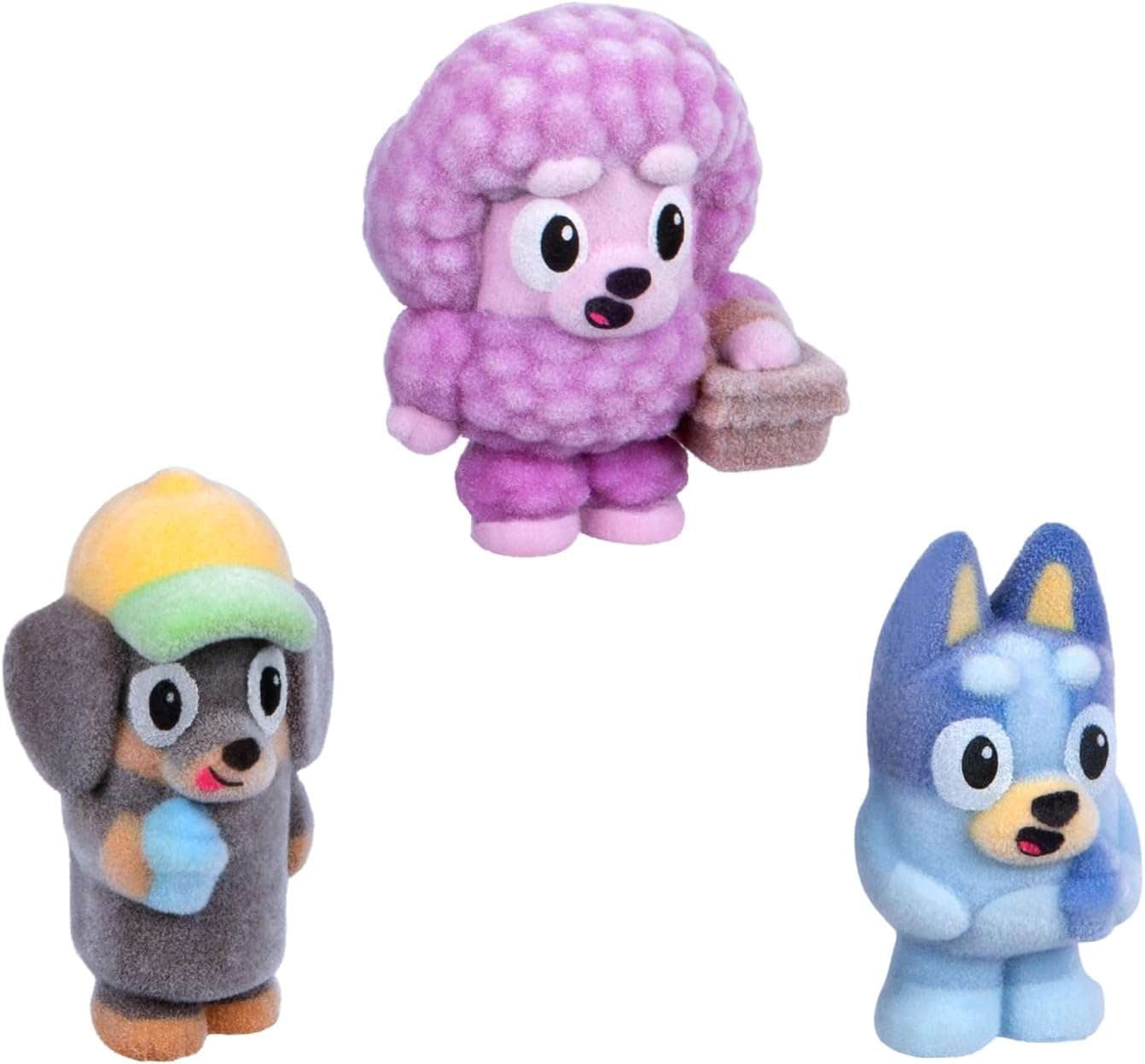 Bluey Fuzzies Episode Pack: Shadowlands, 3 Flocked Collectibles (Incl. 1 Exclusive), Display Case, Trading Card, and Collector's Guide. Ages 4+